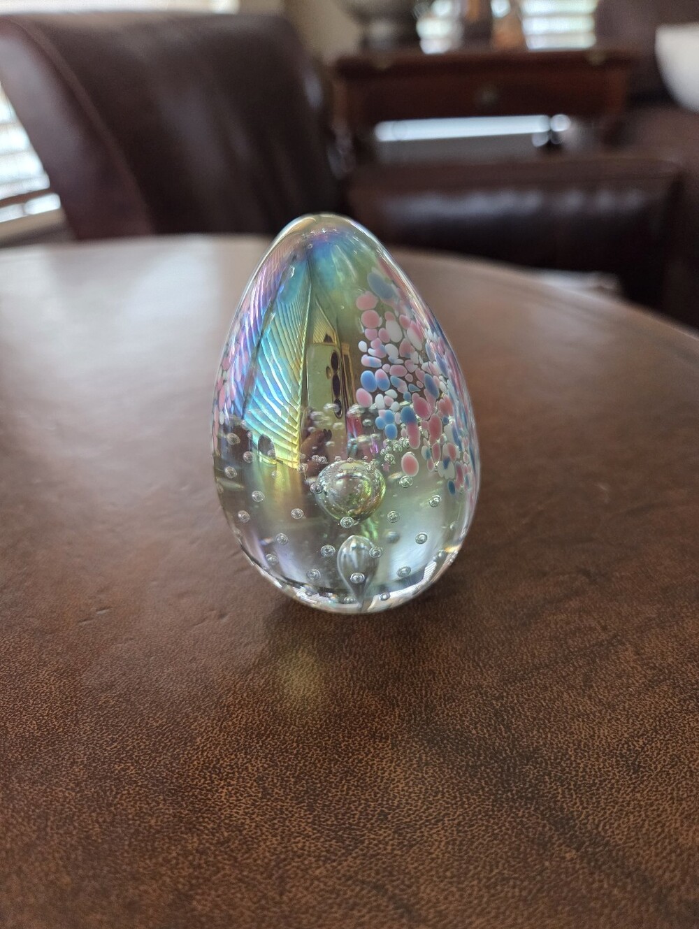 Glass Eye Studio 1991 Iridescent Egg Paperweight